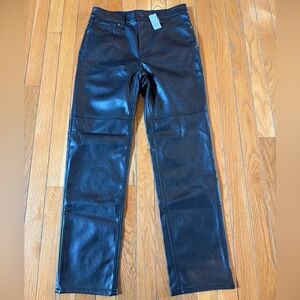 New NWT $90 Gap Cheeky Straight High Rise Size 28 / 6 Black Faux Leather Pants